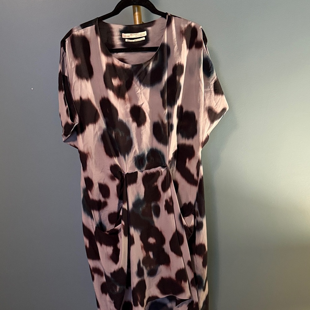 All Saints Silk Dress in Black and Purple